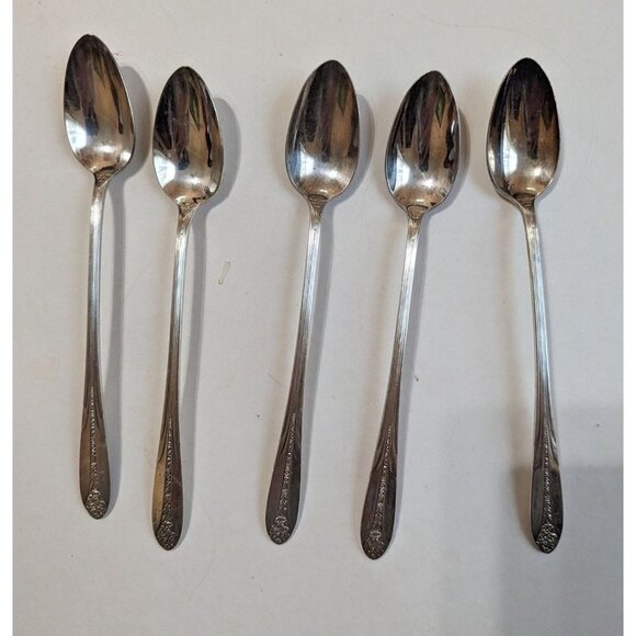 National Silver Co Princess Royal Iced tea spoons silver-plate 1930  7 inch  set - Picture 7 of 10